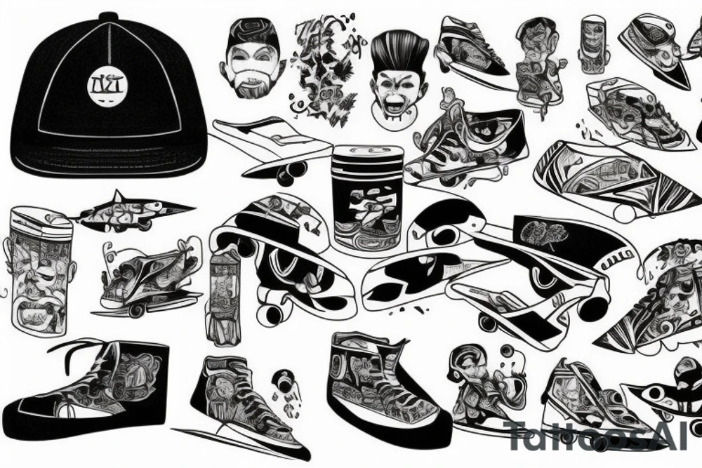 guy, skate, cap tattoo idea