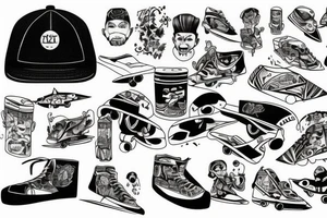 guy, skate, cap tattoo idea