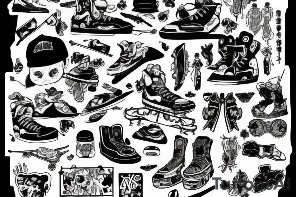 guy, skate, cap tattoo idea