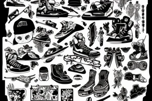 guy, skate, cap tattoo idea