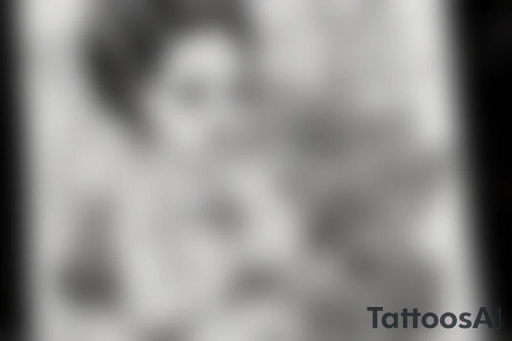 illustration, clean, simple lines, linework, girl, tattoo idea