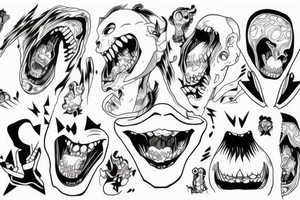 illustration, clean, simple lines, linework, anime, monster, junji ito typa tattoo idea