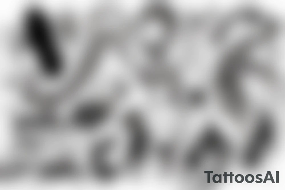 illustration, clean, simple lines, linework, anime, monster, junji ito typa tattoo idea