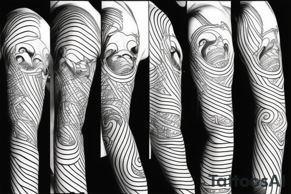 illustration, clean, simple lines, linework, junji ito typa, woman, cyberpunk tattoo idea