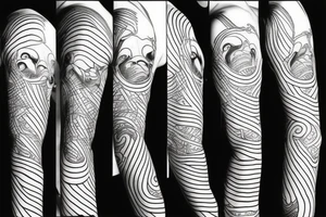 illustration, clean, simple lines, linework, junji ito typa, woman, cyberpunk tattoo idea