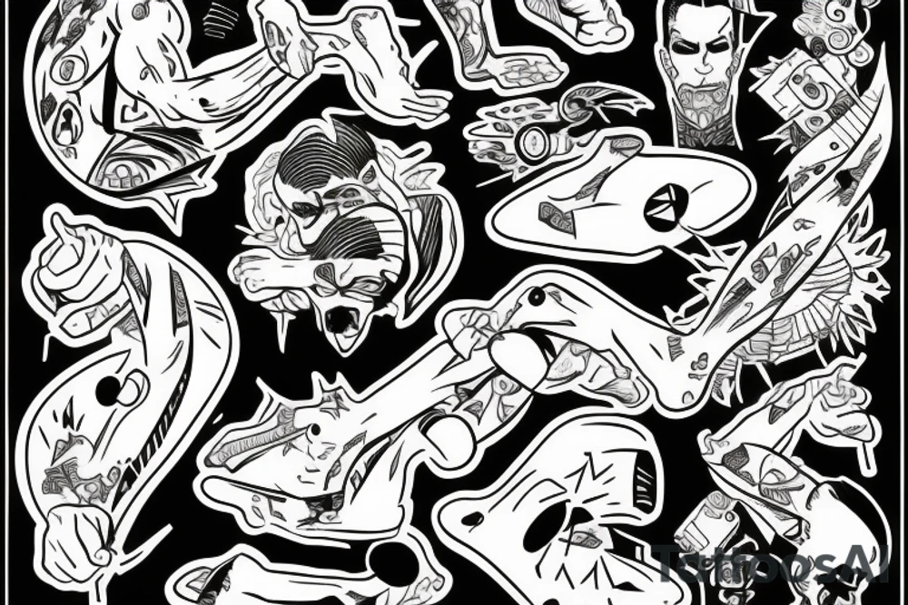 comic strip, tattoo design, man falling tattoo idea