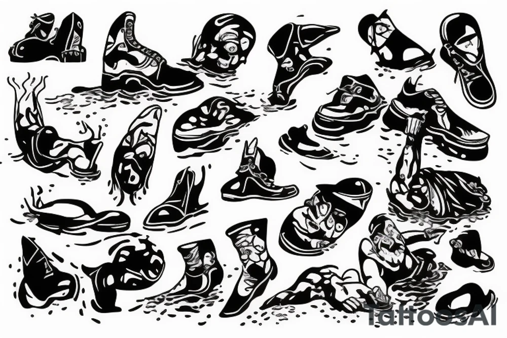 A man falling down in water tattoo idea