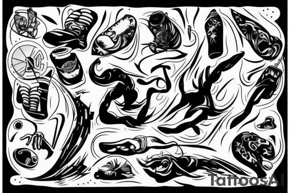 A man falling down in water tattoo idea