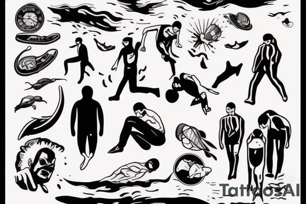 A man falling down in water tattoo idea