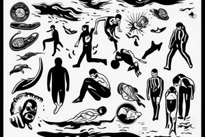 A man falling down in water tattoo idea