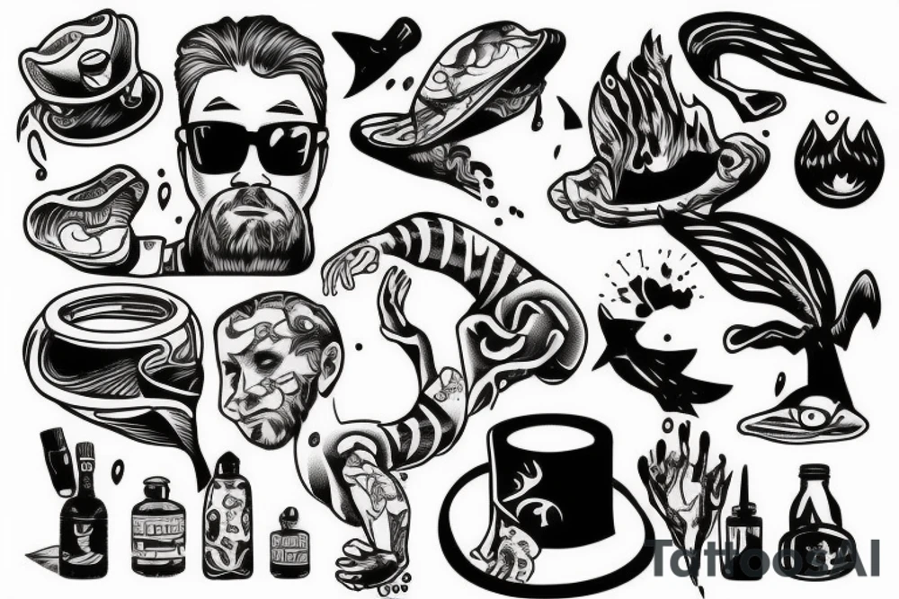 A man falling down in water tattoo idea