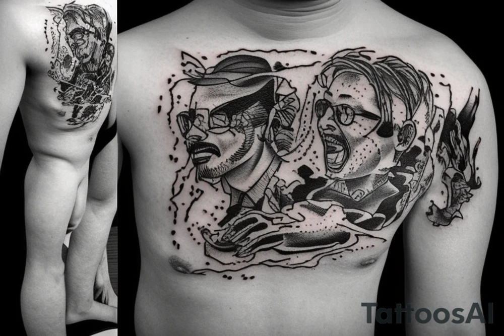 A man falling down in water tattoo idea