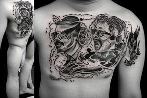 A man falling down in water tattoo idea