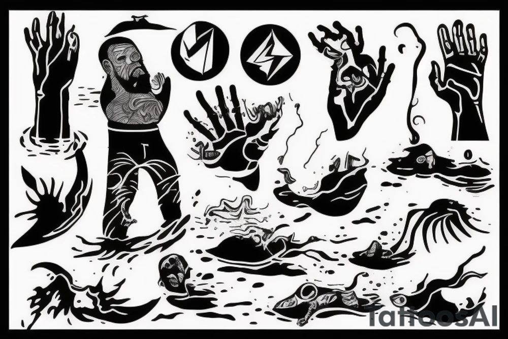A man falling down in water tattoo idea