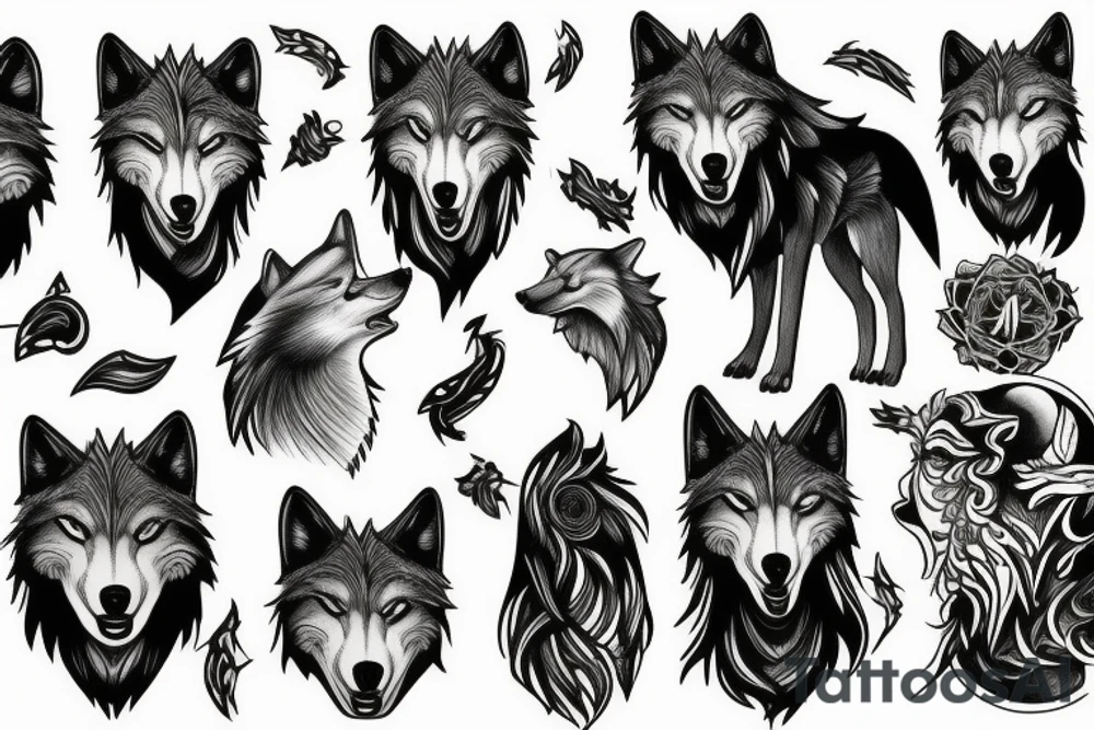 wolf howling tattoo idea
