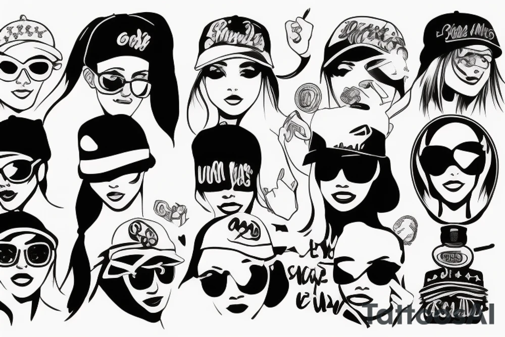 simplistic, clean lines, line work, girl, cap tattoo idea simplistic, clean lines, line work, girl, cap tattoo idea