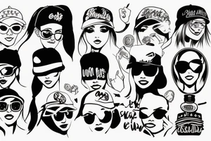 simplistic, clean lines, line work, girl, cap tattoo idea