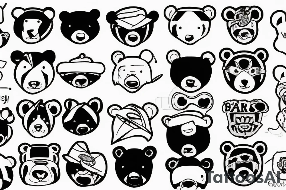 simplistic, clean lines, line work, bear, cap tattoo idea simplistic, clean lines, line work, bear, cap tattoo idea