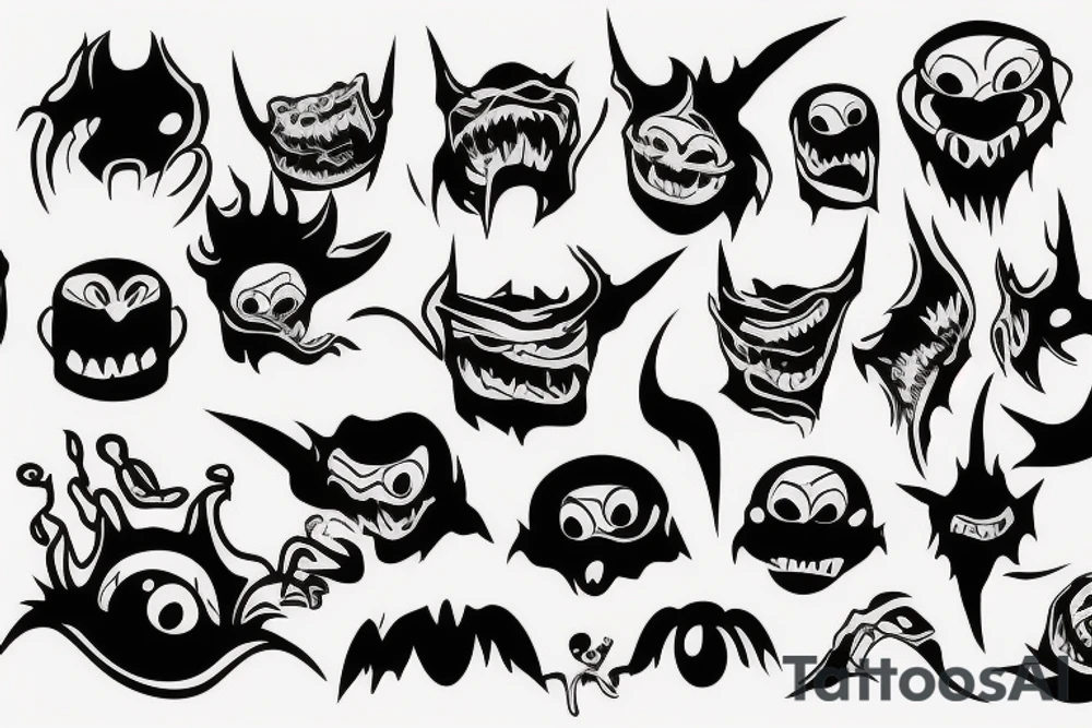 simplistic, clean lines, line work, monster, cap tattoo idea