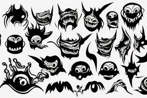 simplistic, clean lines, line work, monster, cap tattoo idea