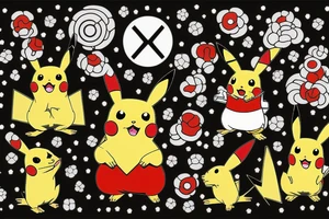 red pikachu pokemon with sparkle effect around it sitting in a tree tattoo idea