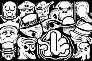 simplistic, clean lines, line work, monster, cap tattoo idea
