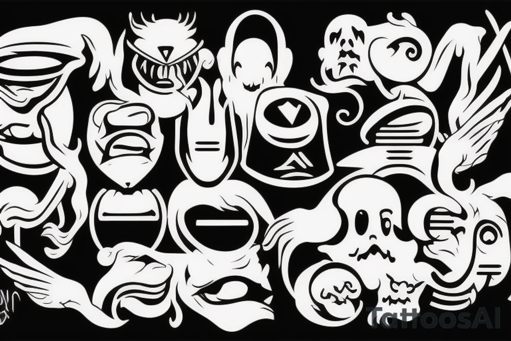 simplistic, clean lines, line work, monster, cap tattoo idea simplistic, clean lines, line work, monster, cap tattoo idea