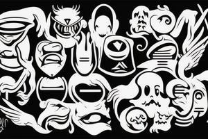 simplistic, clean lines, line work, monster, cap tattoo idea