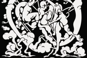 simplistic, clean lines, line work, man falling, flash art tattoo idea