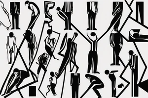 simplistic, clean lines, line work, man falling, flash art tattoo idea