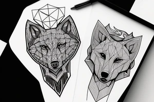 a geometric wolf tattoo idea