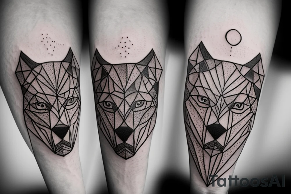 a geometric wolf tattoo idea