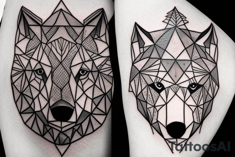 a geometric wolf tattoo idea