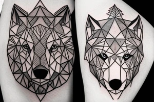 a geometric wolf tattoo idea