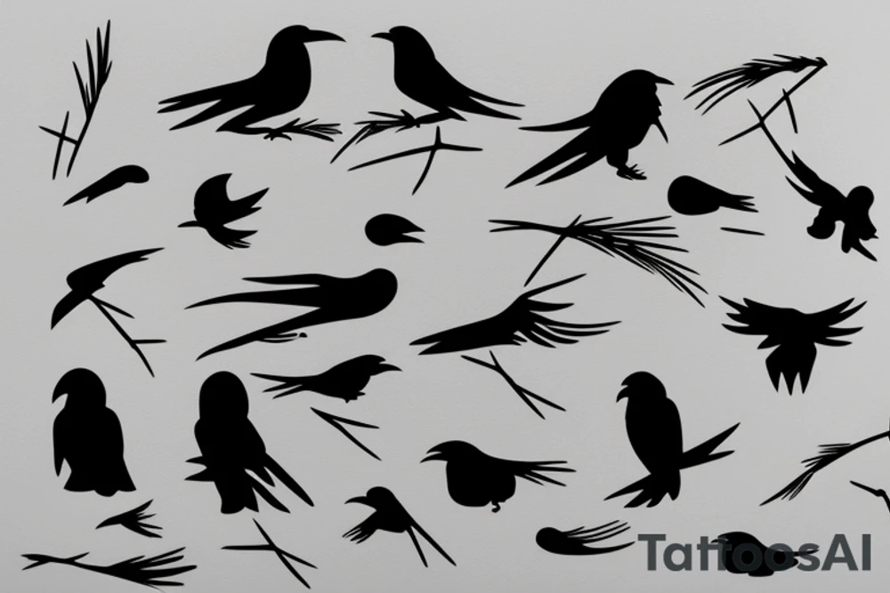 simplistic, clean lines, line work, raven, crow, flash art tattoo idea
