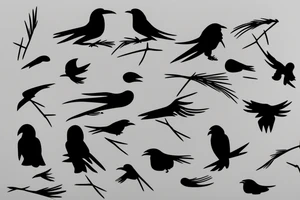 simplistic, clean lines, line work, raven, crow, flash art tattoo idea
