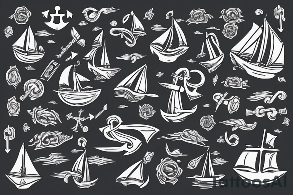 an anchor and a ship tattoo idea