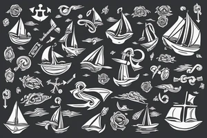 an anchor and a ship tattoo idea