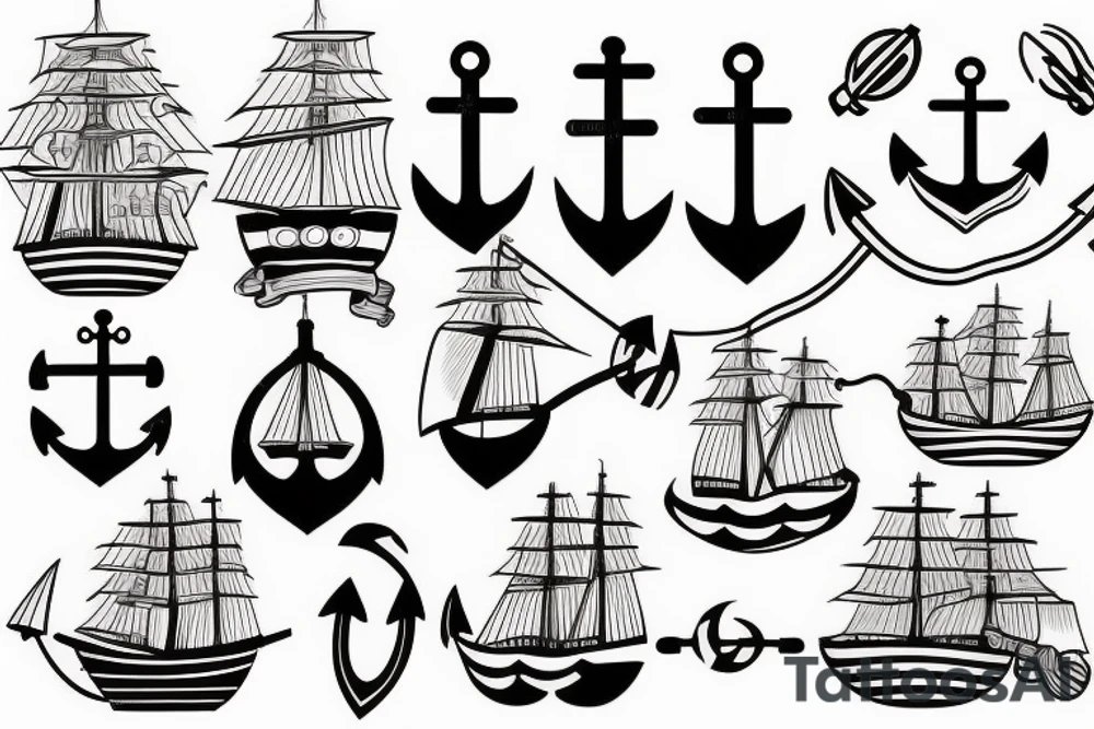 an anchor and a ship tattoo idea