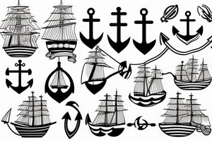 an anchor and a ship tattoo idea