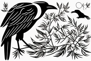 simplistic, clean lines, line work, raven, crow, flash art tattoo idea