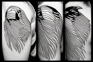 simplistic, clean lines, line work, raven, crow, flash art tattoo idea