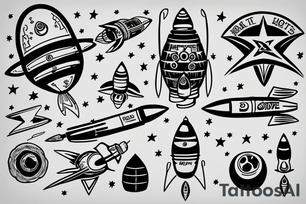 many rockets heading to space tattoo idea