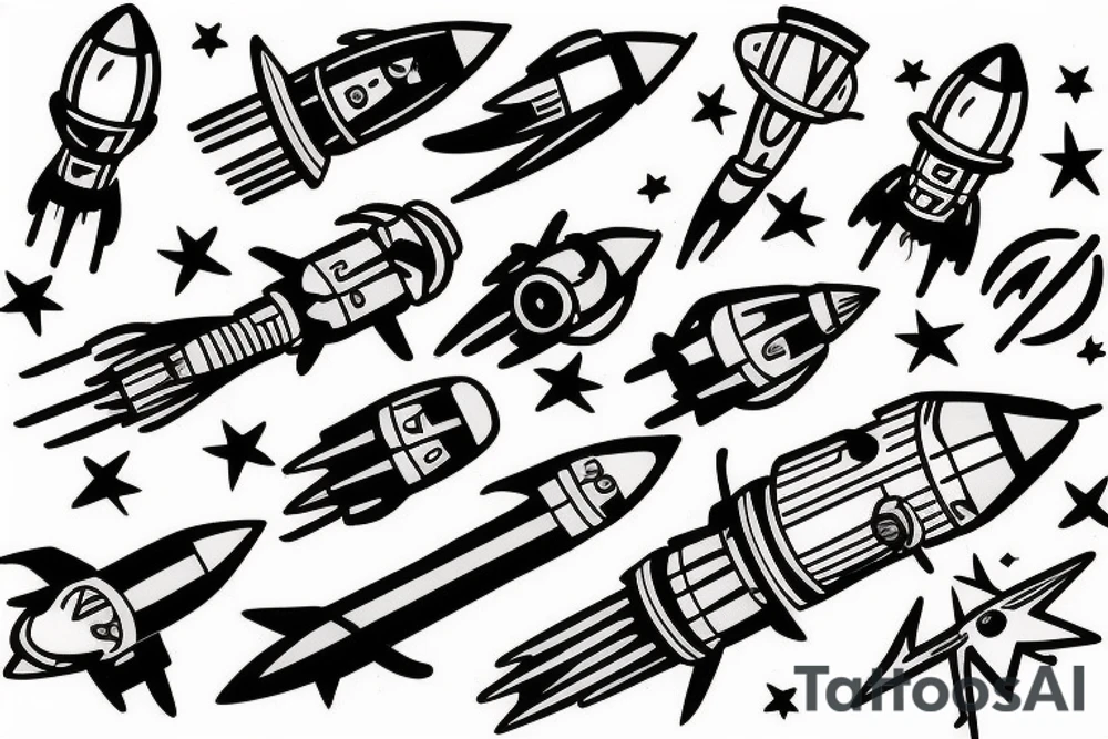 many rockets heading to space tattoo idea