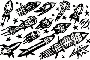 many rockets heading to space tattoo idea