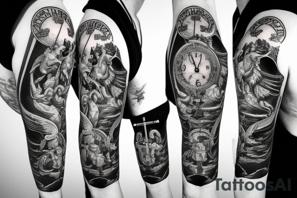 st Michael with a scale and clock tattoo idea st Michael with a scale and clock tattoo idea