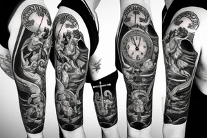 st Michael with a scale and clock tattoo idea
