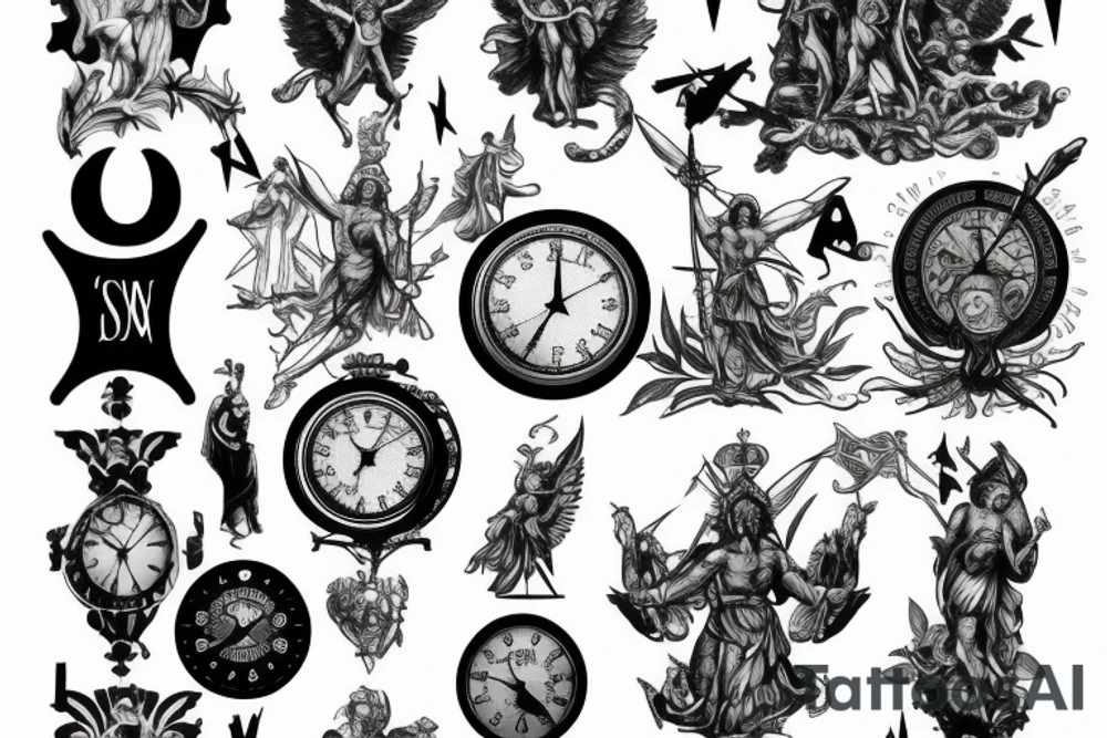 st Michael with a scale and clock tattoo idea st Michael with a scale and clock tattoo idea