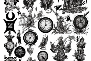 st Michael with a scale and clock tattoo idea