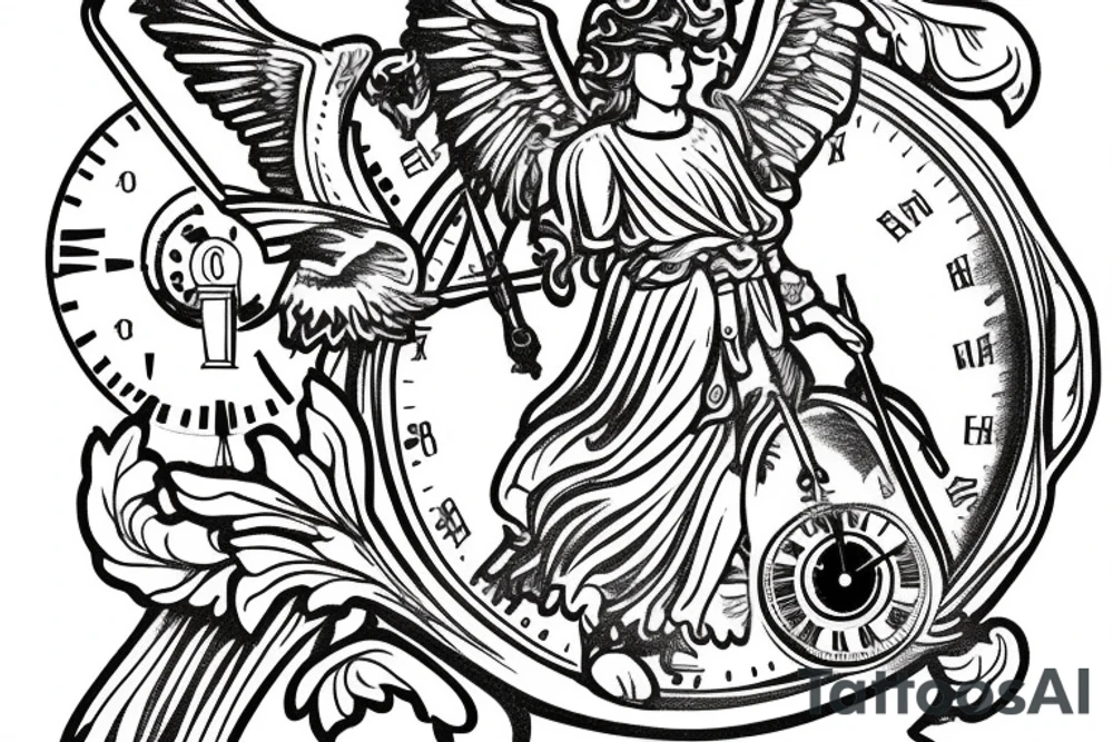 st Michael with a scale and clock tattoo idea
